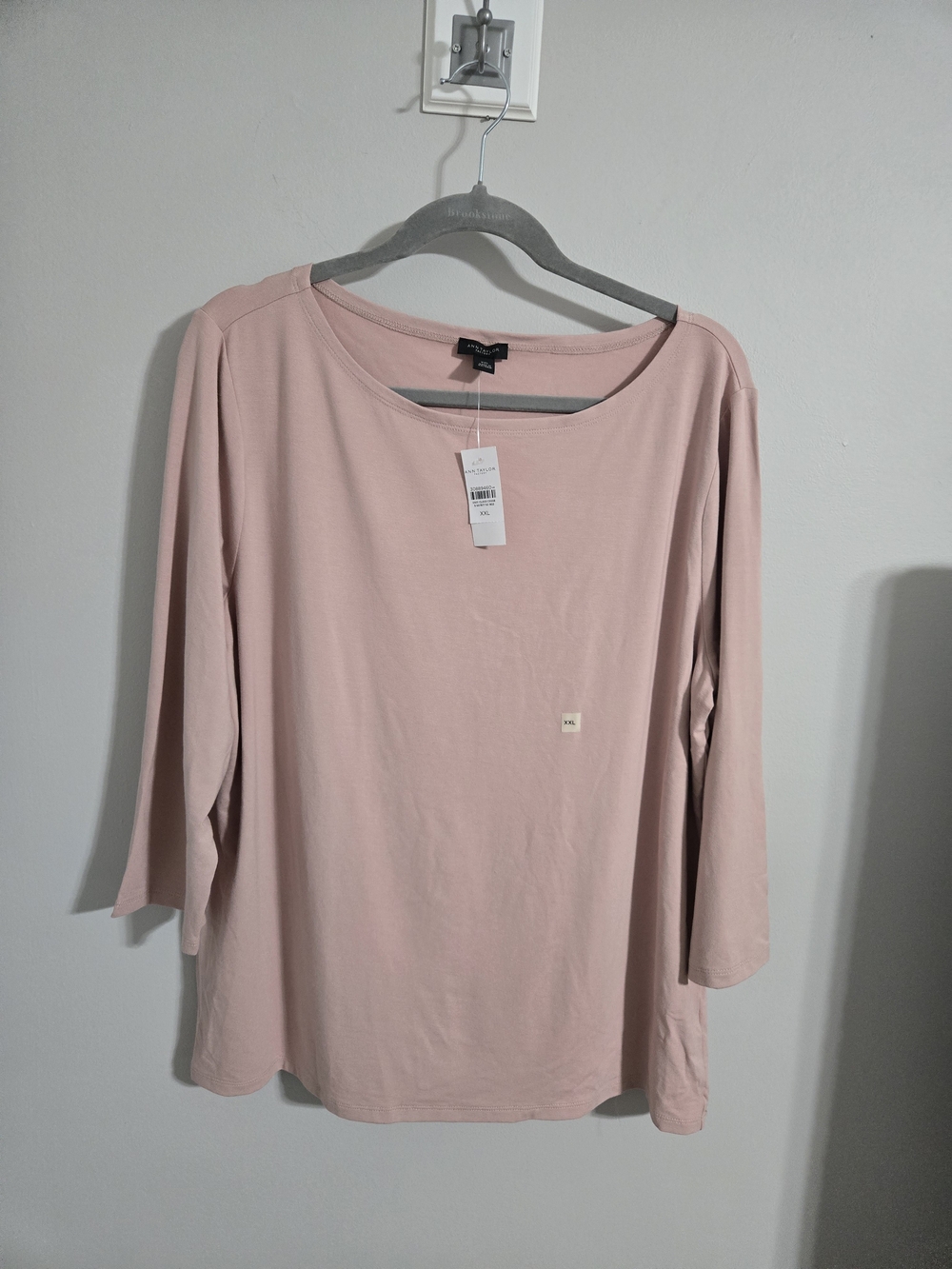 Ann Taylor Factory Blush Pink Scoop Neck Long Sleeve Top